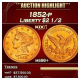 YO 1852-p Gold Liberty Quarter Eagle $2 1/2 ms66+
