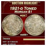 YO 1921-d Morgan Dollar Toned $1 ms66+ SEGS