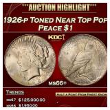 IO 1926-p Peace Dollar Toned Near Top Pop! $1 ms66