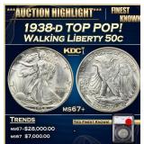 YO 1938-d Walking Liberty Half Dollar TOP POP! 50c