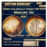 1916-p Mercury Dime Colorfully Toned TOP POP! 10c