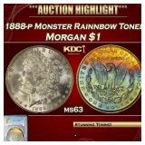 PCGS 1888-p Morgan Dollar Monster Rainnbow Toned $