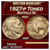 YO 1927-p Buffalo Nickel Toned 5c ms67 SEGS