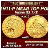 IS 1911-p Gold Indian Quarter Eagle Near Top Pop!