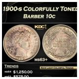IO 1900-s Barber Dime Colorfully Toned 10c Grades