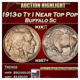 YO 1913-d Ty I Buffalo Nickel Near Top Pop! 5c ms6