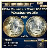 1932-p Washington Quarter Colorfully Toned TOP POP