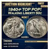 IS 1940-p Walking Liberty Half Dollar TOP POP! 50c