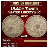 IS 1844-p Seated Liberty Quarter Toned 25c ms62 US