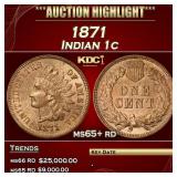 IE 1871 Indian Cent 1c ms65+ rd SEGS