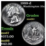 1989-d Washington Quarter 25c Grades GEM++ Unc