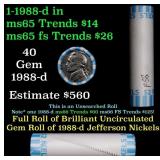 BU Shotgun Jefferson 5c roll, 1988-d 40 pcs Bank $