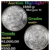 *Highlight* 1880-p Morgan Dollar $1 ms65+ SEGS (fc
