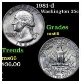 1981-d Washington Quarter 25c Grades GEM+ Unc