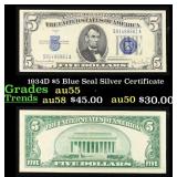 1934D $5 Blue Seal Silver Certificate Grades Choic