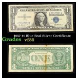 1957 $1 Blue Seal Silver Certificate Grades vf++