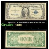 1935F $1 Blue Seal Silver Certificate Grades vf++