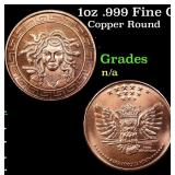1oz .999 Fine Copper Bullion Round - Medusa Style