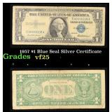 1957 $1 Blue Seal Silver Certificate Grades vf+
