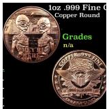 1oz .999 Fine Copper Bullion Round - Alien Style G