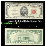 1963 $5 Red Seal United States Note Grades vf++