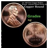 1oz .999 Fine Copper Bullion Round - Lincoln Wheat