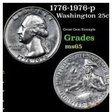 1776-1976-p Washington Quarter 25c Grades GEM Unc
