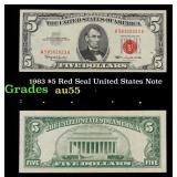 1963 $5 Red Seal United States Note Grades Choice