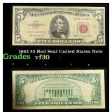 1963 $5 Red Seal United States Note Grades vf++