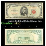 1963 $5 Red Seal United States Note Grades vf++