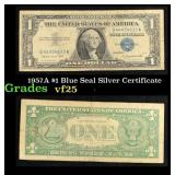 1957A $1 Blue Seal Silver Certificate Grades vf+