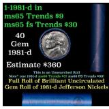 BU Shotgun Jefferson 5c roll, 1981-d 40 pcs Bank $