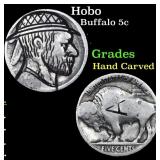 Hobo Buffalo Nickel 5c Grades Hand Carved