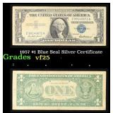 1957 $1 Blue Seal Silver Certificate Grades vf+