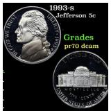 1993-s Proof Jefferson Nickel 5c Grades GEM++ Proo