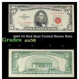 1963 $5 Red Seal United States Note Grades Choice