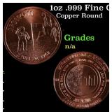 1oz .999 Fine Copper Bullion Round - Apollo 11 Sty