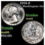 1974-d Washington Quarter 25c Grades GEM+ Unc