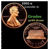 1991-s Proof Lincoln Cent 1c Grades GEM++ Proof De