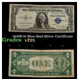 1935E $1 Blue Seal Silver Certificate Grades vf+
