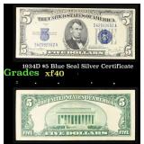 1934D $5 Blue Seal Silver Certificate Grades xf