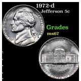 1972-d Jefferson Nickel 5c Grades GEM++ Unc