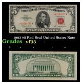 1963 $5 Red Seal United States Note Grades vf++