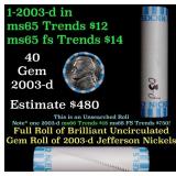 BU Shotgun Jefferson 5c roll, 2003-d 40 pcs Bank $