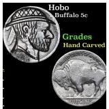 Hobo Buffalo Nickel 5c Grades Hand Carved