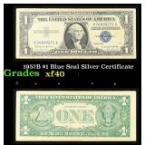 1957B $1 Blue Seal Silver Certificate Grades xf