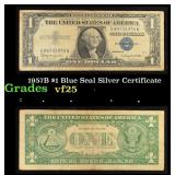 1957B $1 Blue Seal Silver Certificate Grades vf+