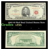 1963 $5 Red Seal United States Note Grades vf++