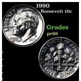 1990 Proof Roosevelt Dime 10c Grades GEM++ Proof