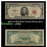 1963 $5 Red Seal United States Note Grades vf++